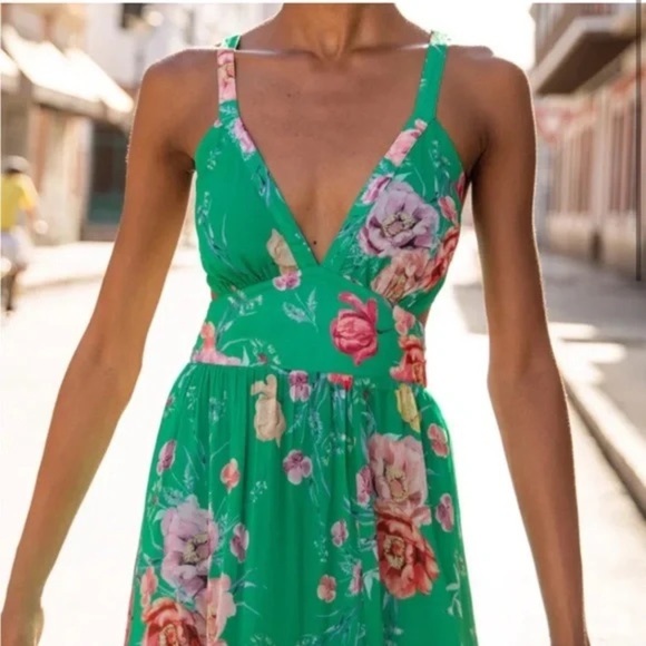 Yumi Kim Tracey Green Floral Maxi Dress Size XS Sold Out  - FLAW - Picture 8 of 16